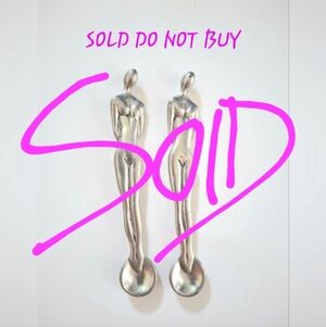 VTG Metal Art Figure Miniature‎ Fun Spoons Set Of Two